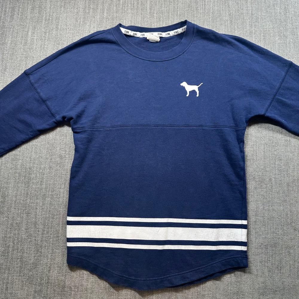 PINK Victoria's Secret Jersey Women Small Navy Blue Good Love Pink Eighty-Six